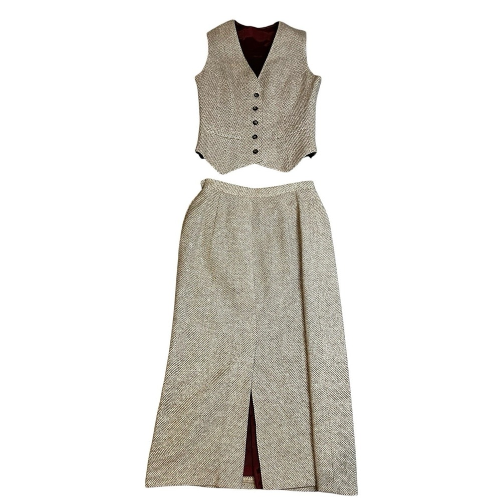 Union Made Vintage Women's Wool Skirt And Vest Set Office Work Academia